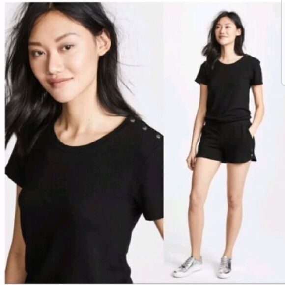 NWOT Revolve Monrow Super Soft French Terry Black Romper Loungewear Sz S - Picture 1 of 11